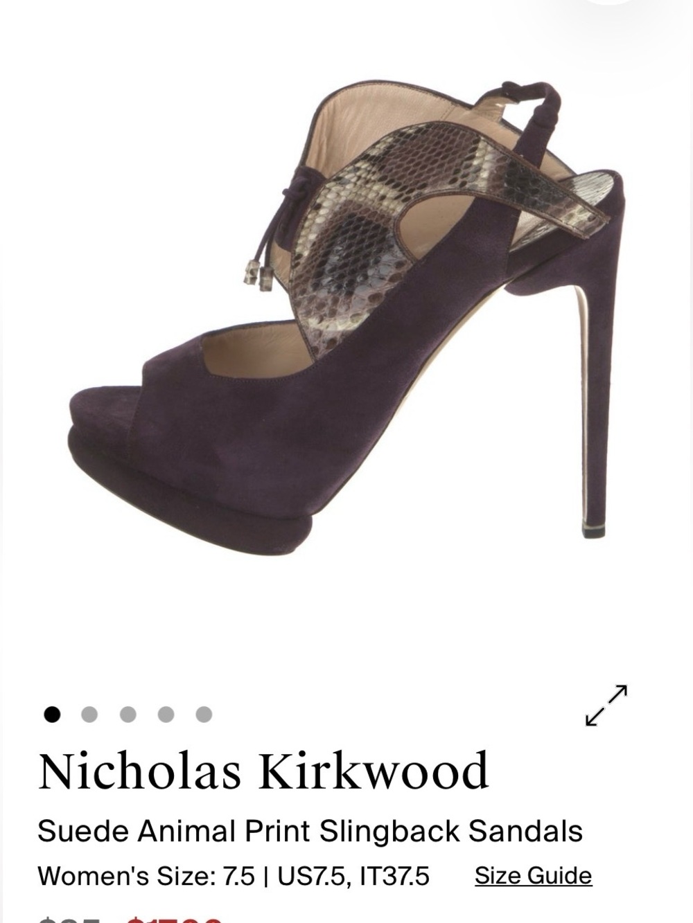Nicholas Kirkwood Purple Suede Snakeskin Platform Heels 7.5